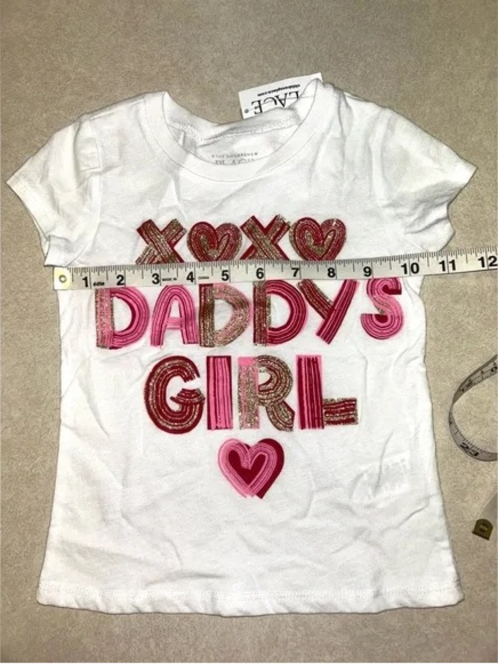 White "Daddys Girl" Graphic Tee with Pink and Brown Accents